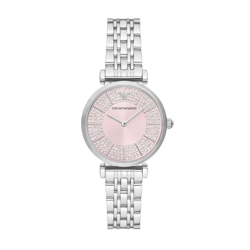 Emporio Armani Gianni T-Bar Pink Dial Ladies Watch- AR11686